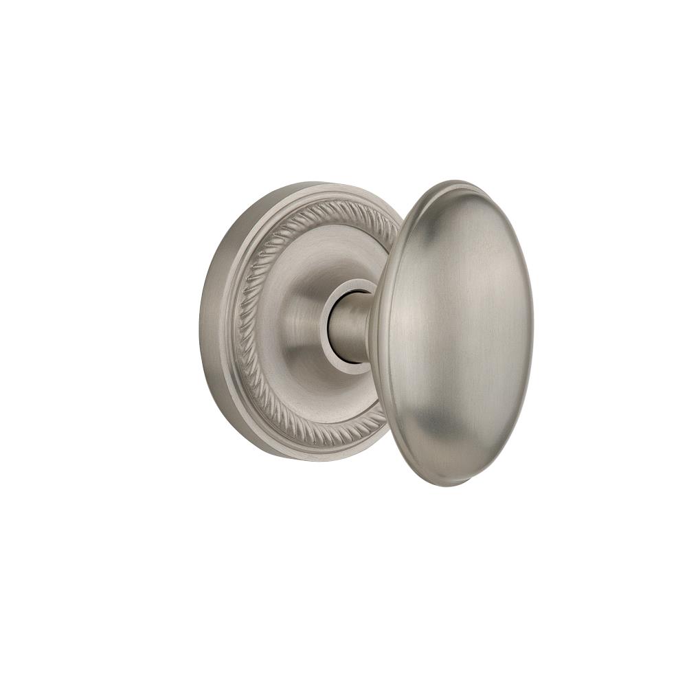 Nostalgic Warehouse ROPHOM Mortise Rope rosette with Homestead Knob in Satin Nickel